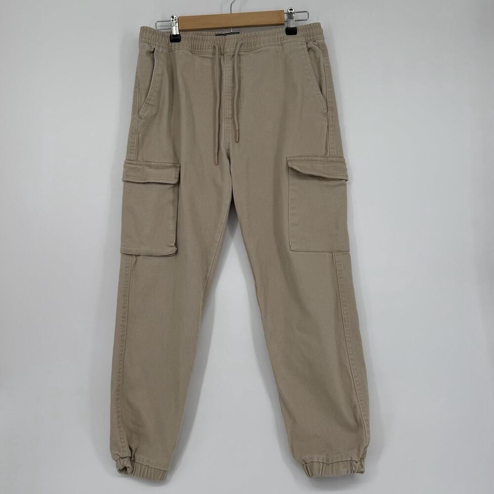 Forever 21 Cargo Pants Men’s M Beige Cotton Canvas Drawstring Pockets